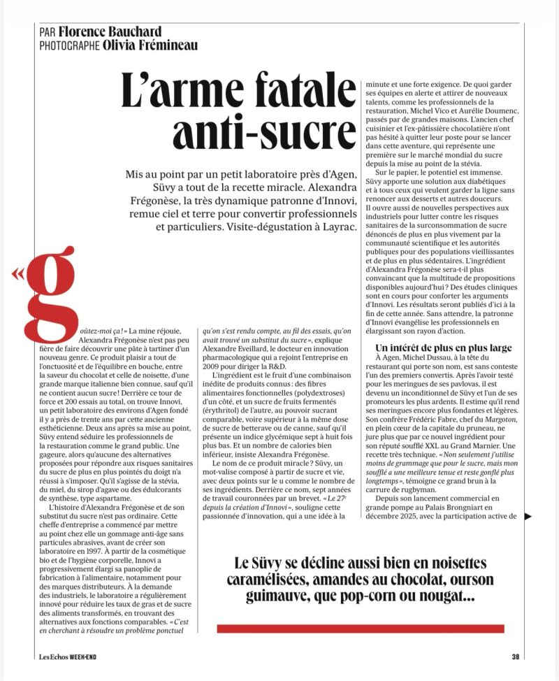 Les Échos Week-End page: “L'arme fatale anti-sucre”, by Florence Bauchard